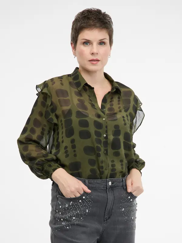 Orsay Green Women's Collared Blouse ORSAY - Women's
