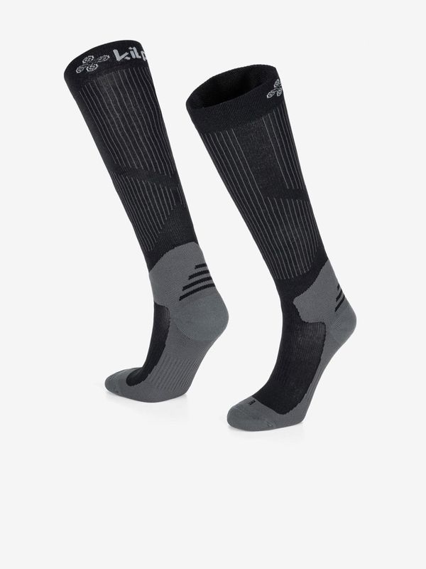 Kilpi Grey-black unisex running knee-high socks Kilpi Compress