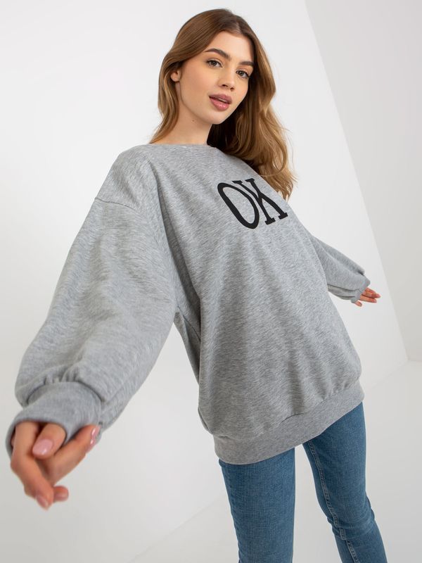 Fashionhunters Grey loose oversize hoodie without embroidery