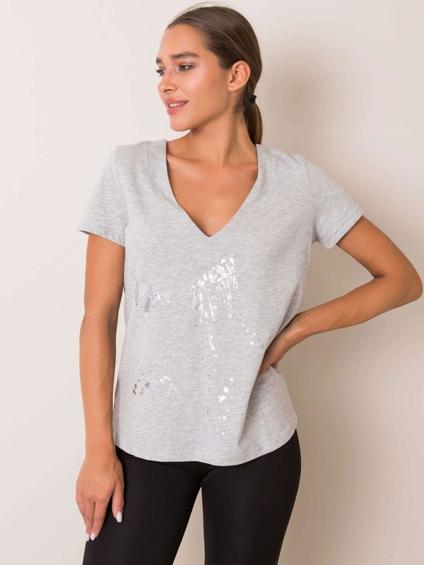 Fashionhunters Grey marble T-shirt FITNESS