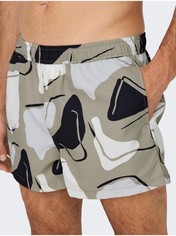 Only grey mens patterned swimwear ONLY & SONS Todd - Men