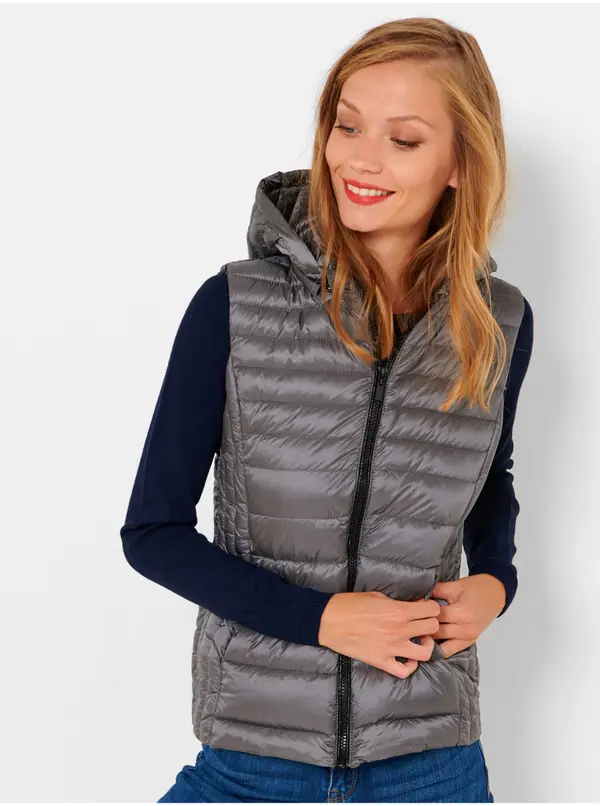 CAMAIEU Grey Quilted Down Vest CAMAIEU - Women