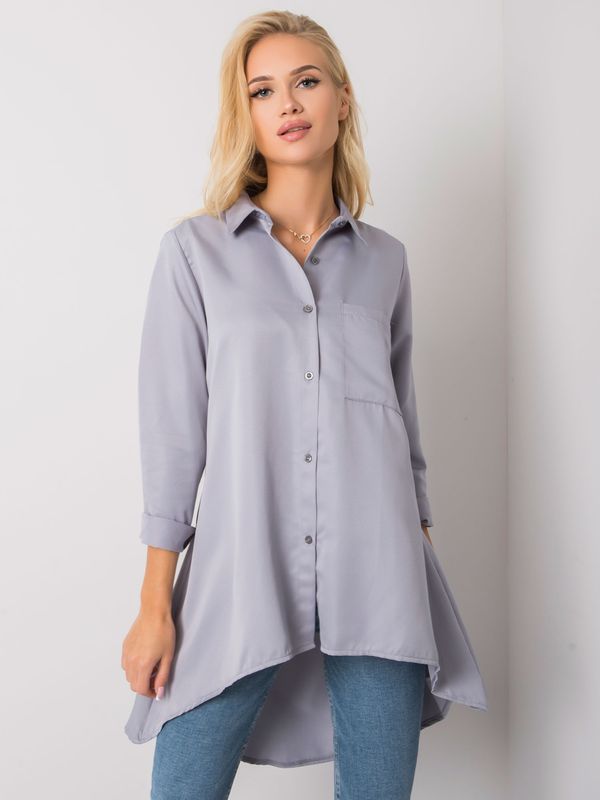 Fashionhunters Grey shirt with longer back