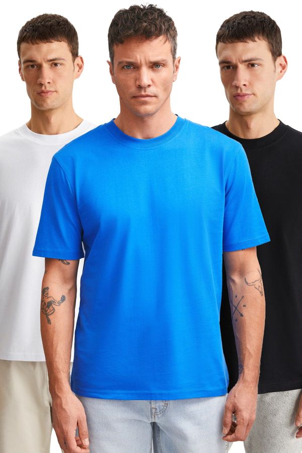 GRIMELANGE GRIMELANGE Cultivated Men's 3-Pack Thick Texture Regular 100% Organic Cotton Syh/byz/saks T-shir