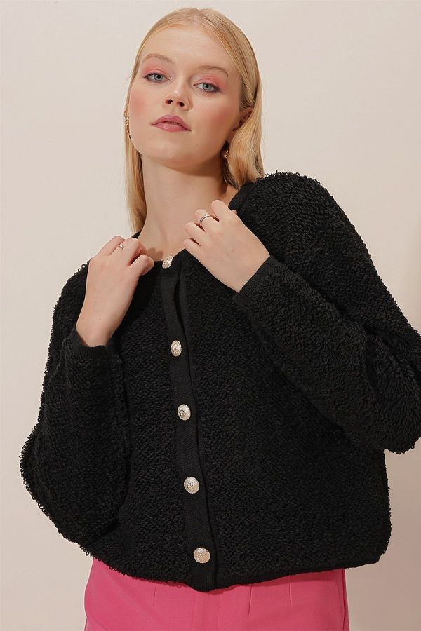 HAKKE HAKKE кърпа модел трикотаж с лъскави копчета.