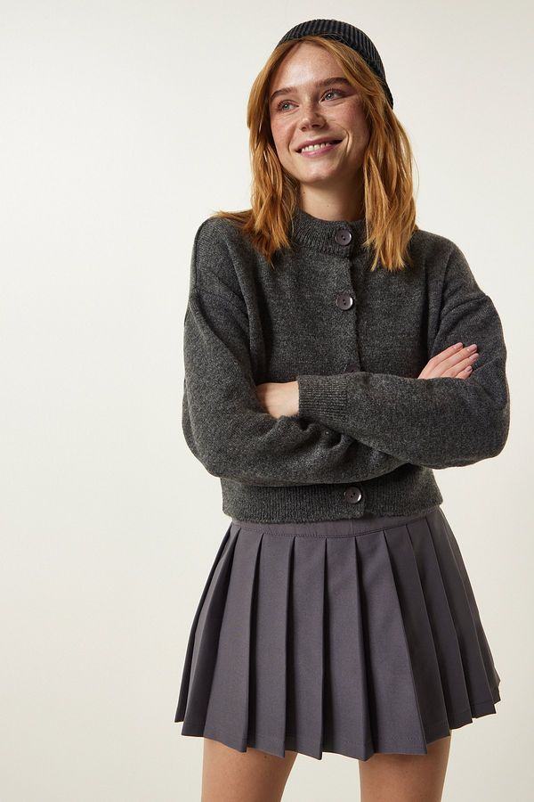 Happiness İstanbul Happiness İstanbul Anthracite Buttoned Knitwear Cardigan