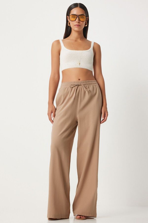 Happiness İstanbul Happiness İstanbul Women's Biscuit Loose Cut Linen Trousers