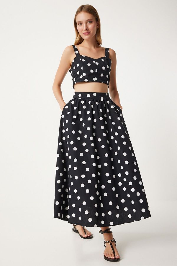 Happiness İstanbul Happiness İstanbul Women's Black and White Polka Dot Poplin Suit