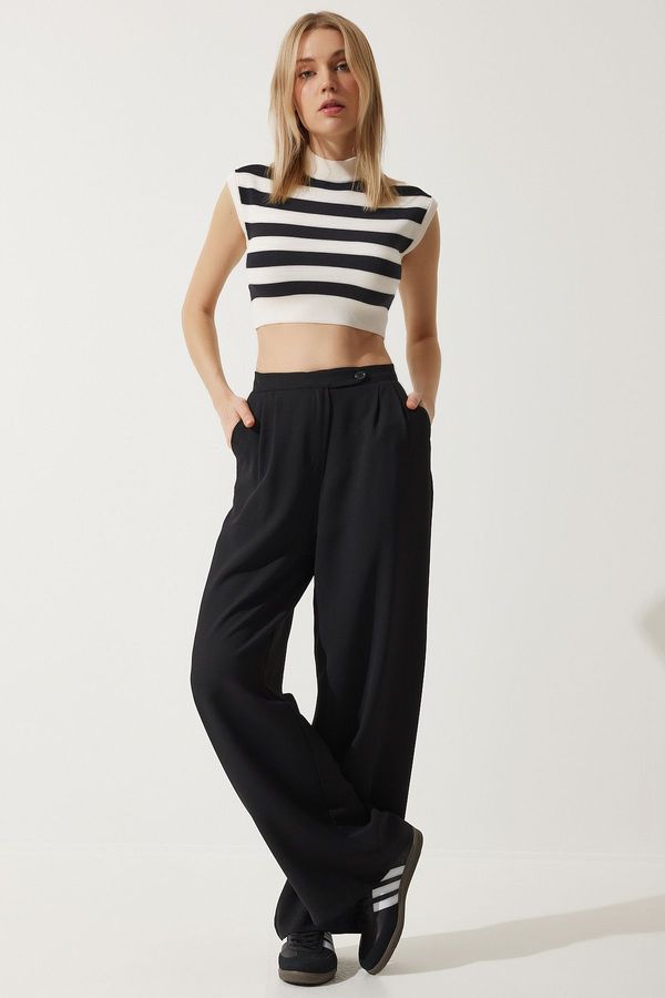 Happiness İstanbul Happiness İstanbul Women's Black Loose Palazzo Trousers