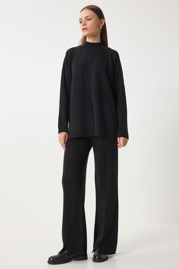 Happiness İstanbul Happiness İstanbul Women's Black Stylish Knitwear Sweater Trousers Set