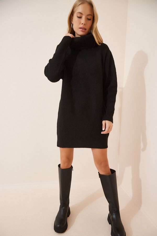 Happiness İstanbul Happiness İstanbul Women's Black Turtleneck Mini Knitwear Dress
