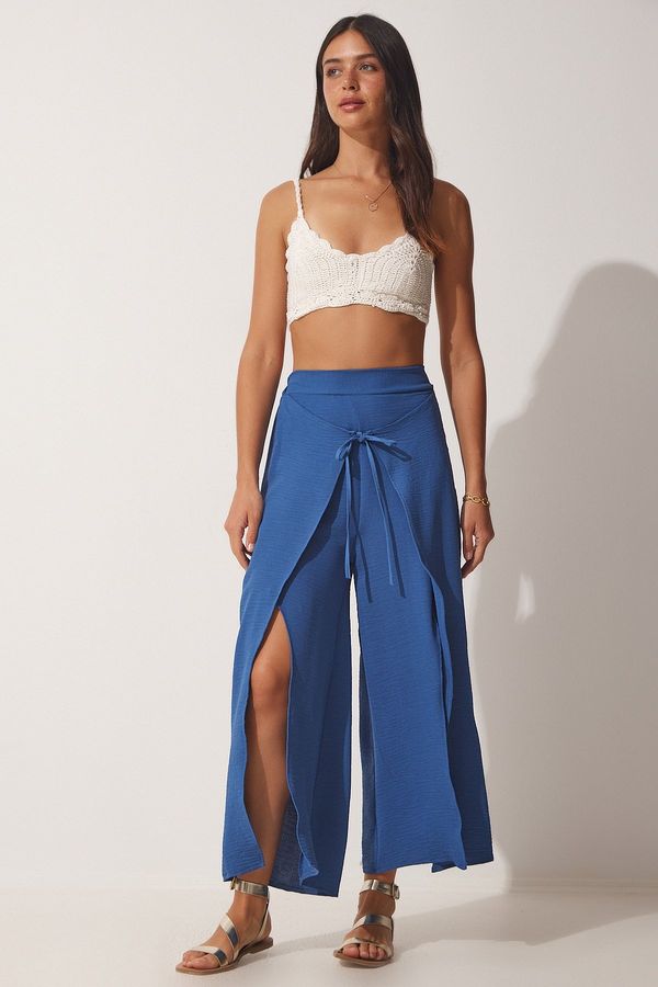 Happiness İstanbul Happiness İstanbul Women's Blue Skirt-Look Ayrobin Shalwar Pants DE0009