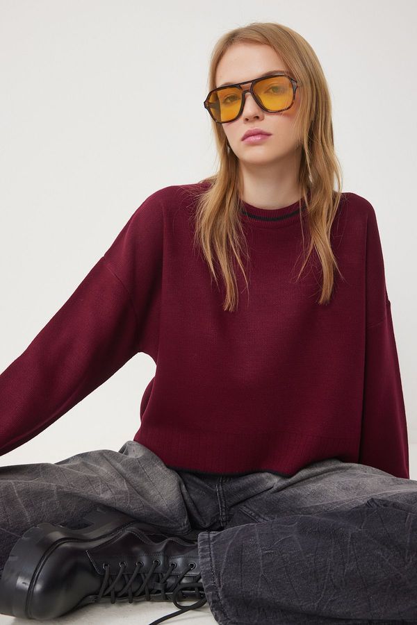 Happiness İstanbul Happiness İstanbul Women's Claret Red Basic Knitwear Sweater
