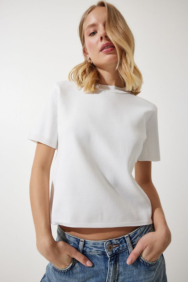 Happiness İstanbul Happiness İstanbul Women's Ecru Short Sleeve Knitwear Blouse