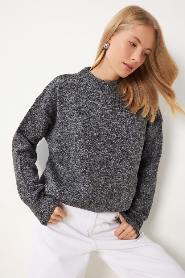 Happiness İstanbul Happiness İstanbul Women's Gray Melange Casual Knitwear Sweater