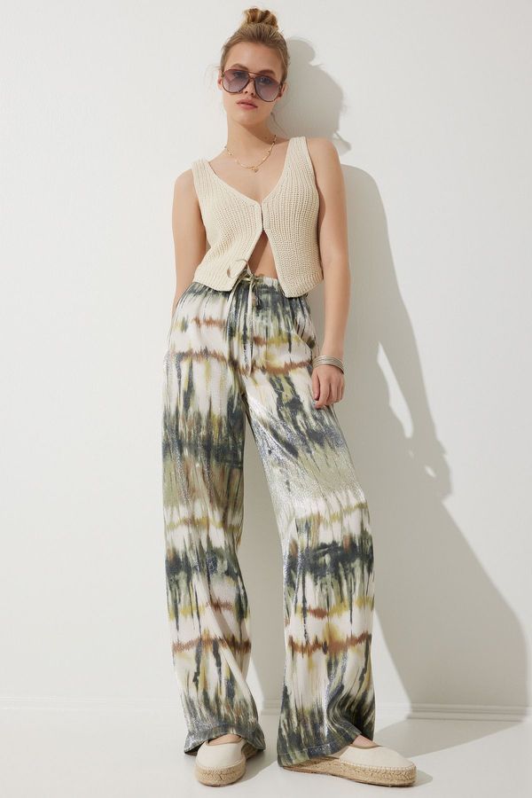 Happiness İstanbul Happiness İstanbul Women's Khaki Silky Premium Palazzo Trousers