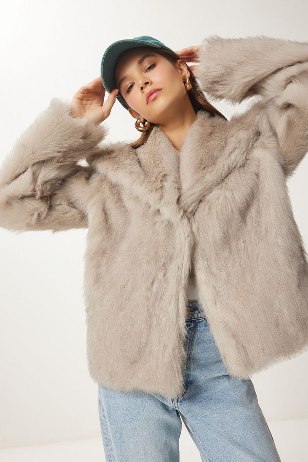 Happiness İstanbul Happiness İstanbul Women's Mink Shawl Collar Lined Faux Für Jacket