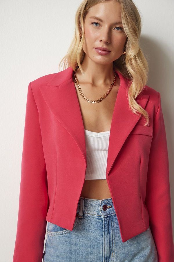 Happiness İstanbul Happiness İstanbul Women's Pink Double Breasted Lapel Blazer Jacket