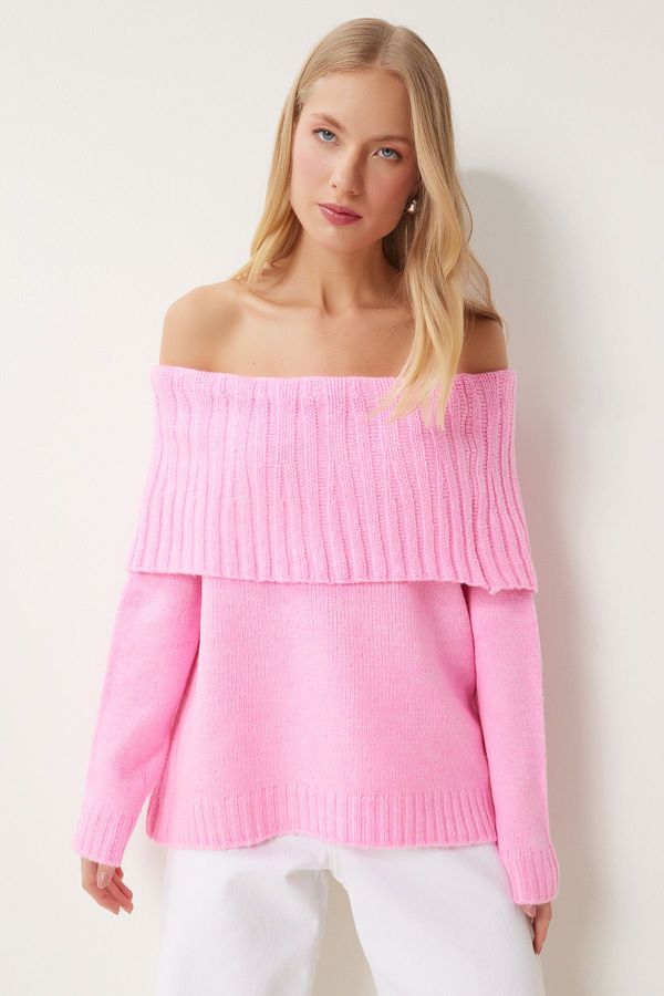 Happiness İstanbul Happiness İstanbul Women's Pink Madonna Collar Knitwear Sweater