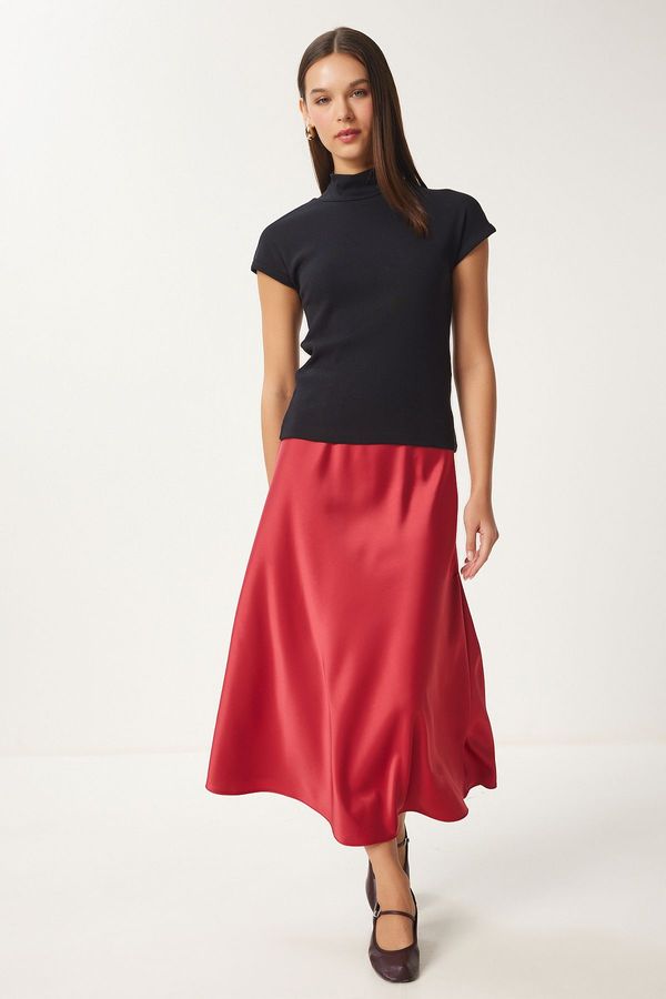 Happiness İstanbul Happiness İstanbul Women's Red Satin Surface Woven Skirt