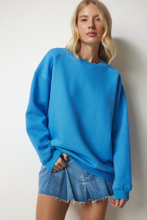 Happiness İstanbul Happiness İstanbul Women's Sky Blue Raised Oversize Sweatshirt