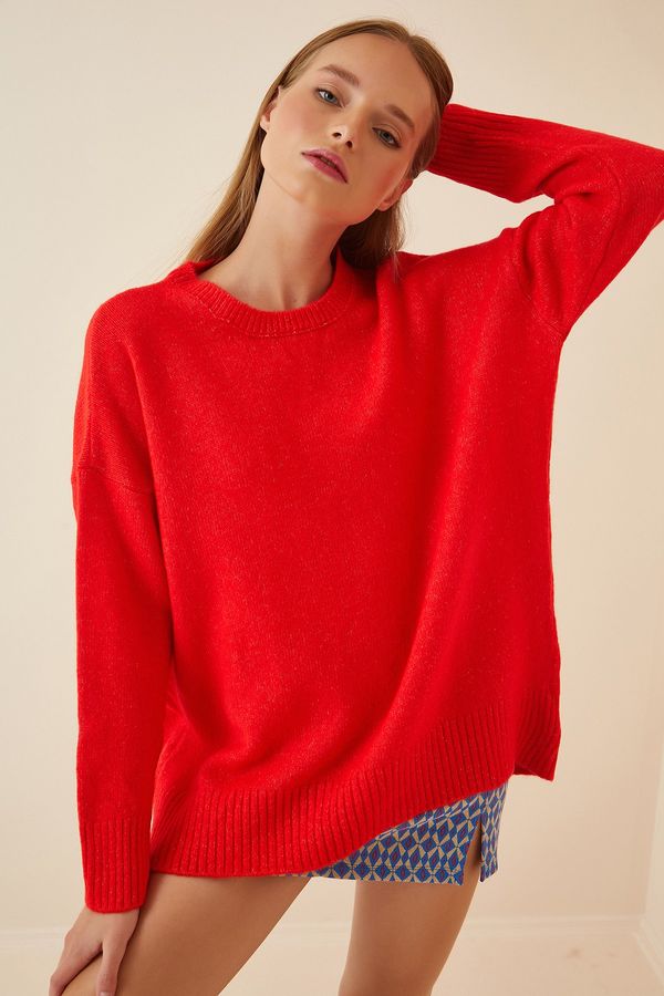 Happiness İstanbul Happiness İstanbul Women's Vibrant Red Oversized Knitwear Sweater