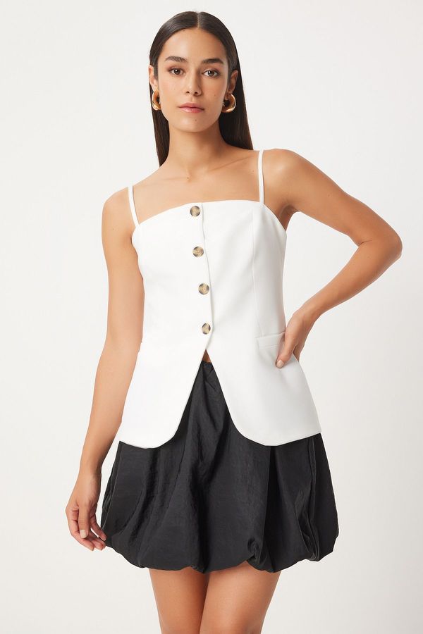 Happiness İstanbul Happiness İstanbul Women's White Strappy Woven Vest
