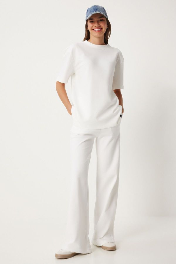 Happiness İstanbul Happiness İstanbul Women's White T-Shirt Knitted Tracksuit