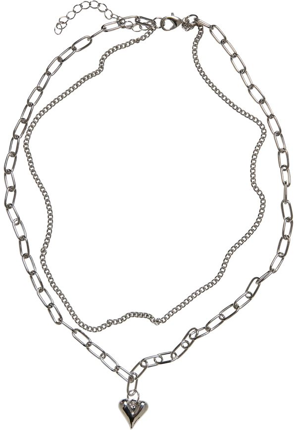 Urban Classics Accessoires Heart Icon Layering Necklace - Silver Color