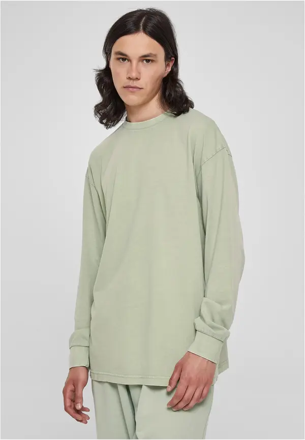 Urban Classics Heavy Boxes Acid Wash Longsleeve vintagegreen