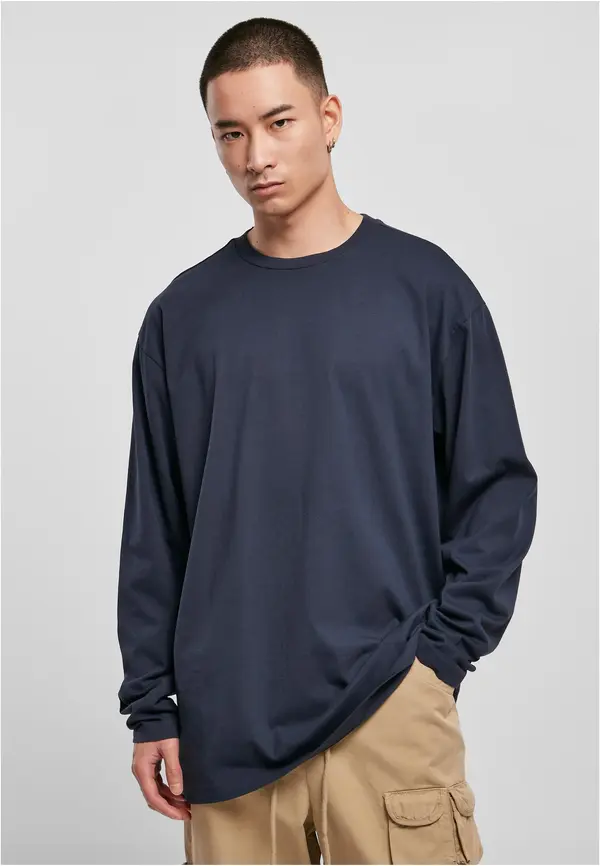 Urban Classics Heavy Oversized Garment Dye Long Sleeve Dark Blue