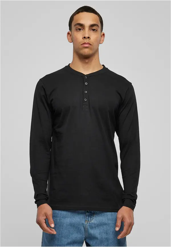 Urban Classics Henley L/S Basic T-Shirt Black