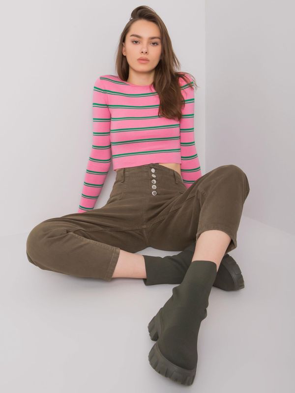 Fashionhunters High Waisted Khaki Denim Pants Auburn