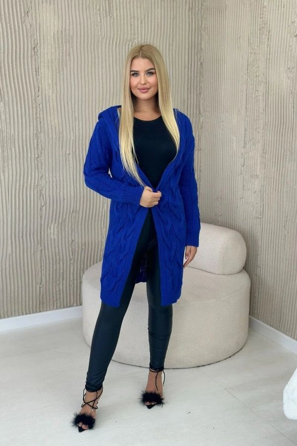 Włoski Hooded cardigan cornflower blue