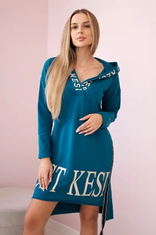 Kesi Hooded dress with navy print
