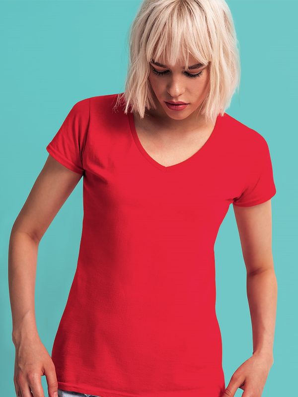 Fruit of the Loom Iconic Vneck Fruit of the Loom Women's Red T-shirt