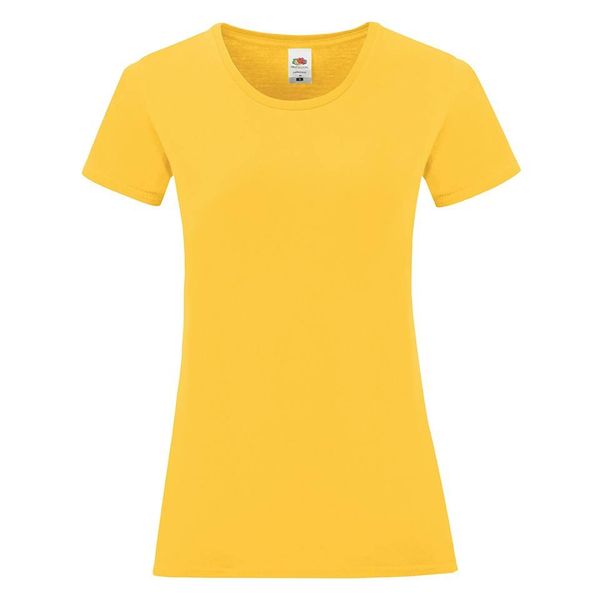 Fruit of the Loom Iconic Yellow Women's T-shirt in combed cotton Fruit of the Loom