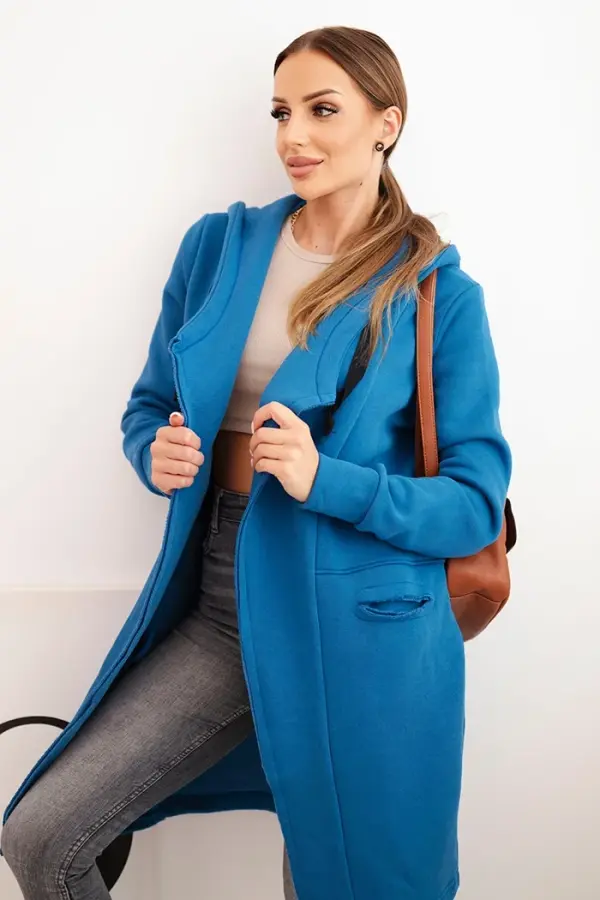 Kesi Insulated cape with hood in denim color