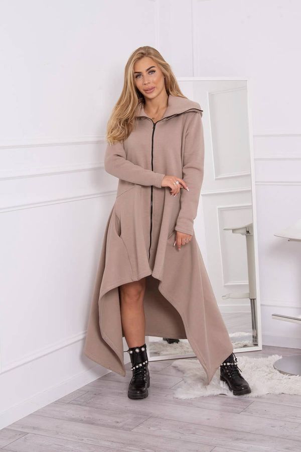 marka niezdefiniowana Insulated dress with longer sides in dark beige color