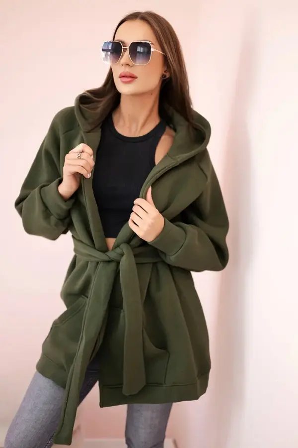 Kesi Insulated raincoat with khaki waist tie