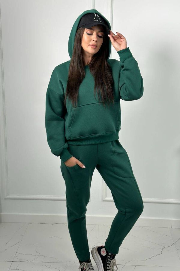 marka niezdefiniowana Insulated set sweatshirt + pants dark green