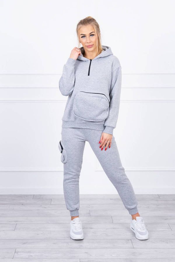 marka niezdefiniowana Insulated set with decorative pocket in gray color