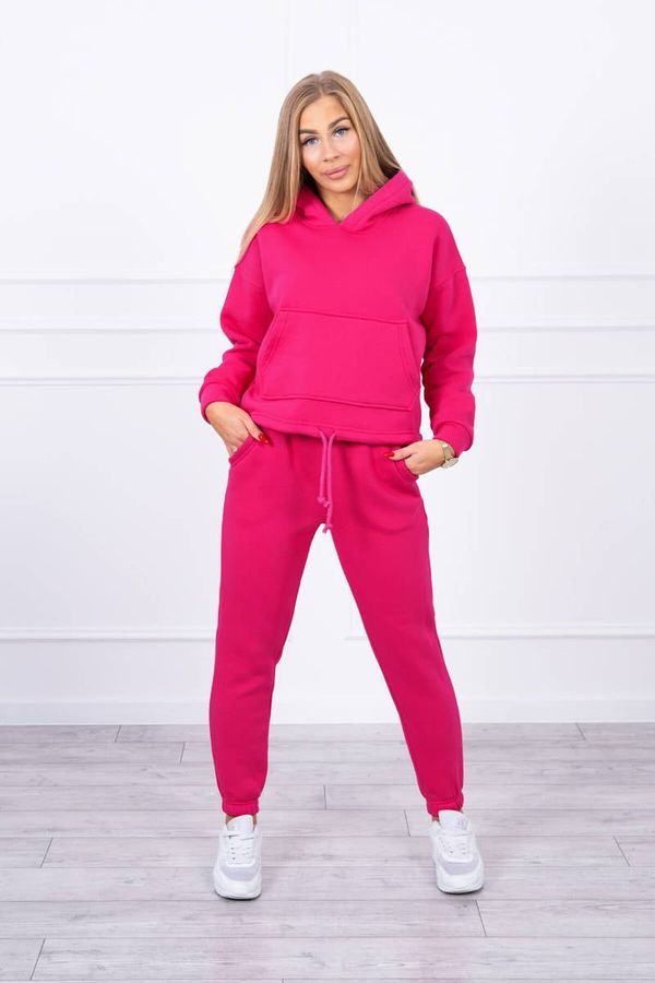 marka niezdefiniowana Insulated set with sweatshirt with fuchsia tie at the bottom