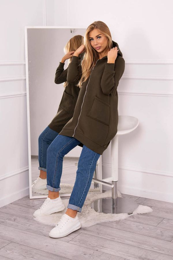 marka niezdefiniowana Insulated sweatshirt with a khaki zipper at the back