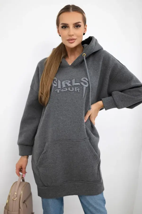 Kesi Insulated sweatshirt with embroidered oversize graphite inscription