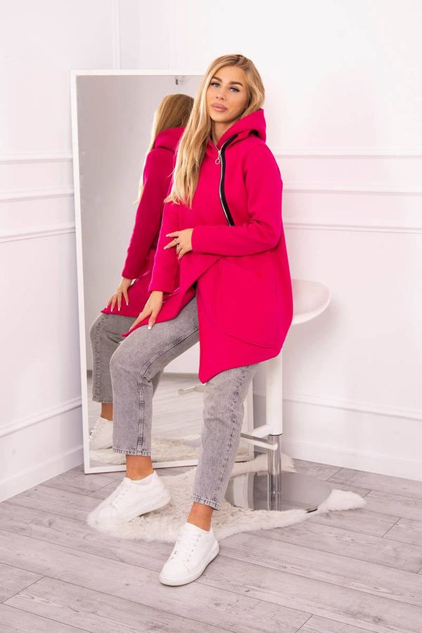 marka niezdefiniowana Insulated sweatshirt with fuchsia asymmetrical zipper