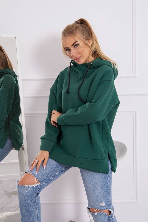 marka niezdefiniowana Insulated sweatshirt with side zipper dark green