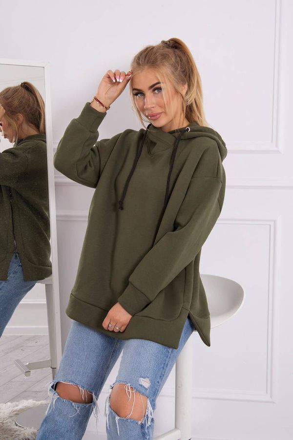 marka niezdefiniowana Insulated sweatshirt with side zipper khaki