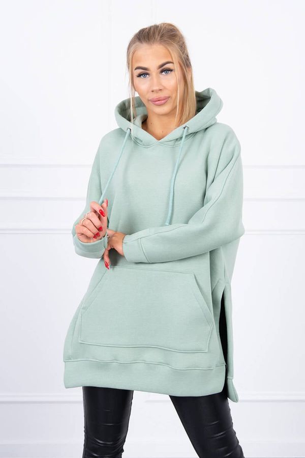 Kesi Insulated sweatshirt with slits on the sides of dark mint