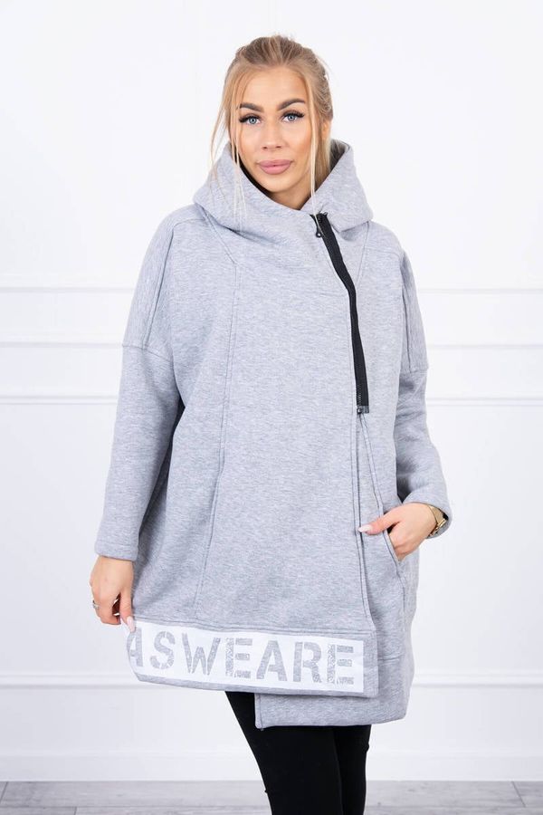 marka niezdefiniowana Insulated sweatshirt with zipper in gray color